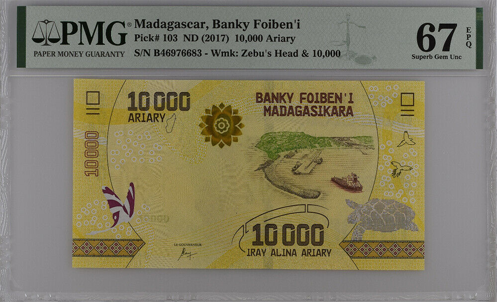 Madagascar 10000 Ariary ND 2017 P 103 Superb Gem UNC PMG 67 EPQ