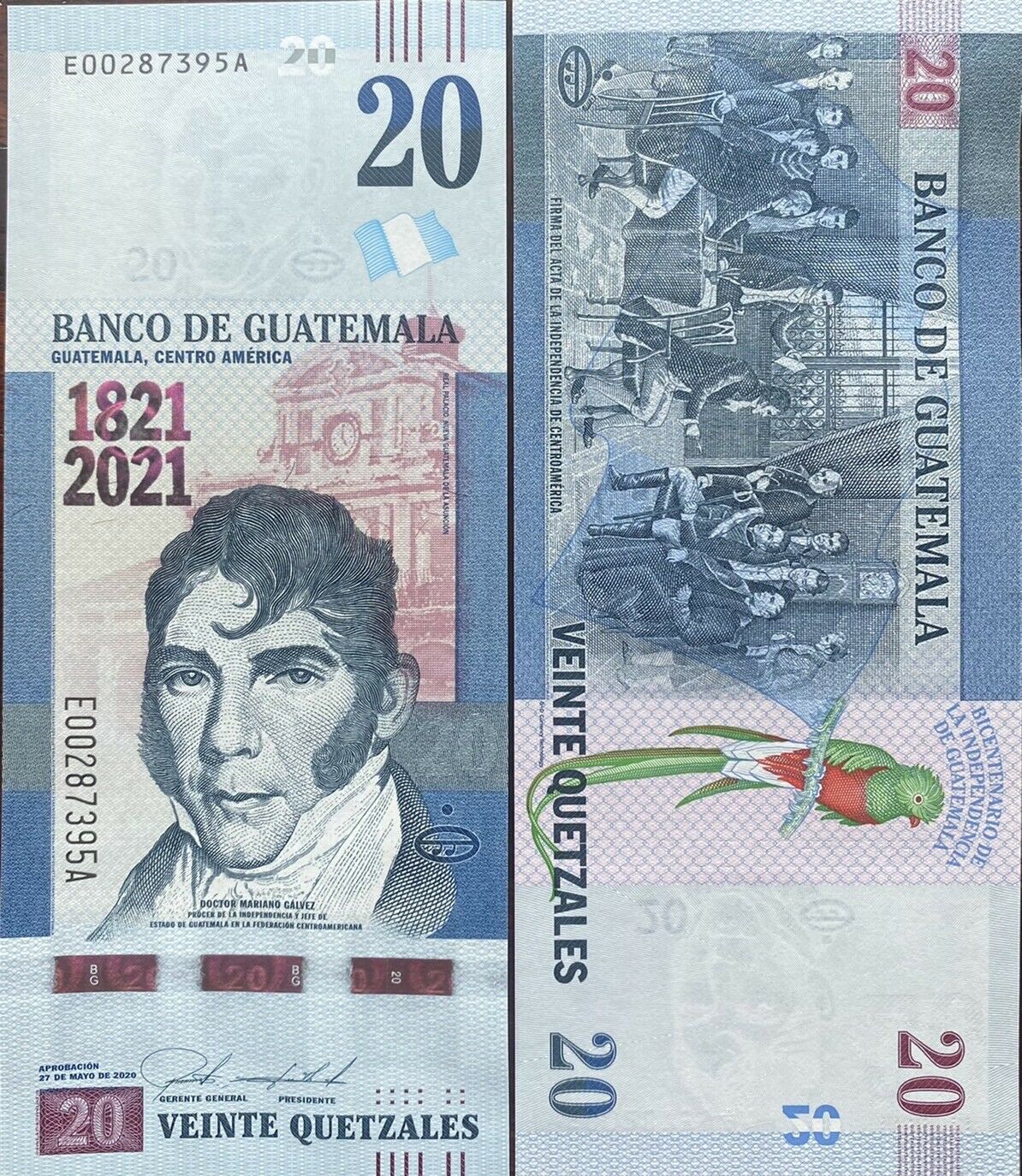 Guatemala 20 Quetzales 2021 200 Year Independence Comm. P New UNC