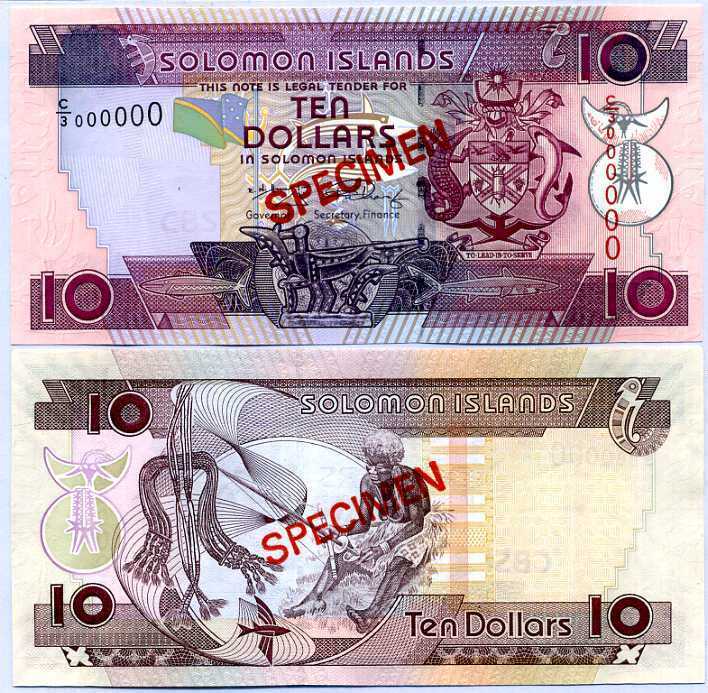Solomon Islands 10 Dollars ND 2009 P 27 Specimen C/3 000000 UNC
