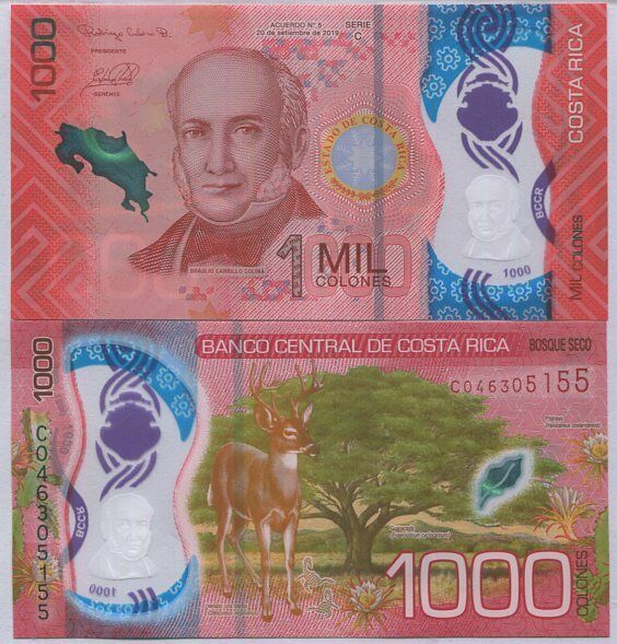 Costa Rica 1000 Colones 2019 / 2021 P NEW Design Polymer UNC