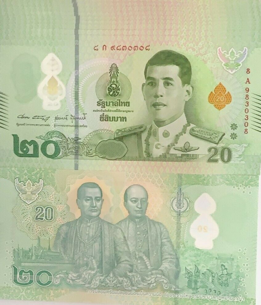 Thailand 20 Baht ND 2022 P NEW POLYMER Arkom Setthaphut UNC LOT 10 PCS