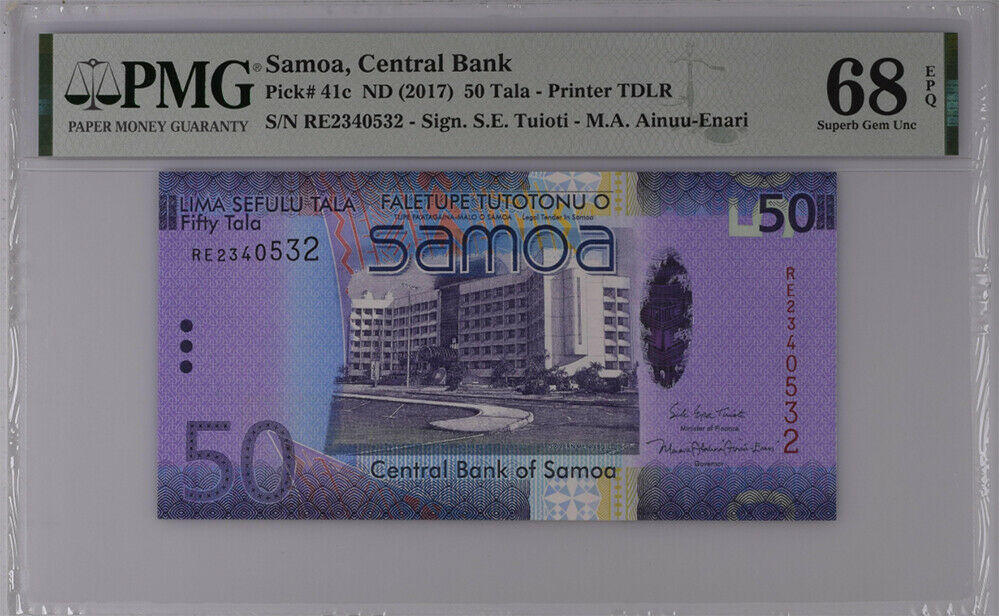 Samoa 50 Tala ND 2017 P 41 c Superb GEM UNC PMG 68 EPQ Top Pop