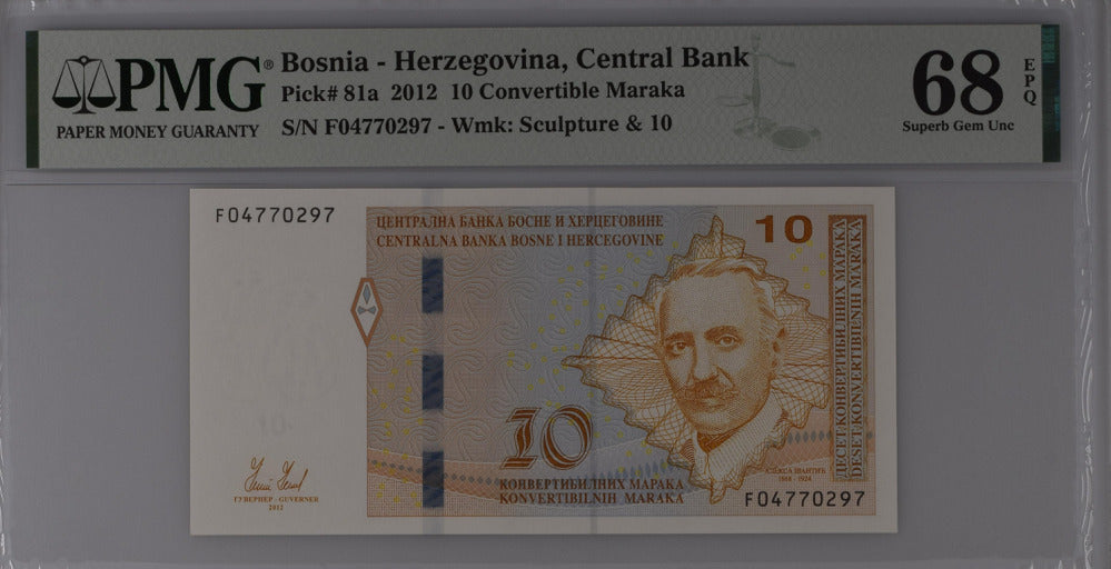 Bosnia 100 Convertible Maraka 2012 P 81 a Superb Gem UNC PMG 68 EPQ Top Pop