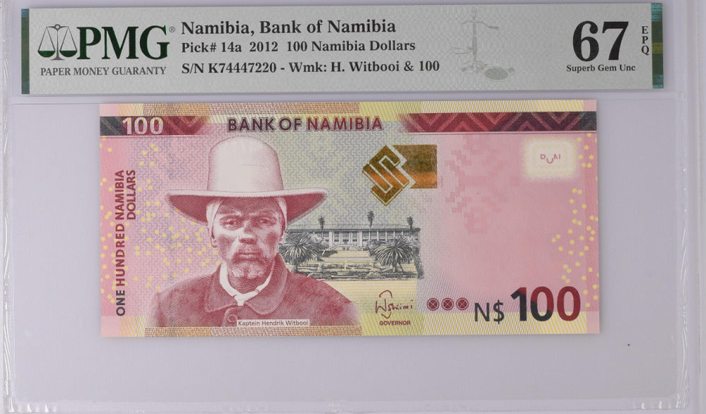 Namibia 100 Dollars 2012 P 14 a Superb Gem UNC PMG 67 EPQ NLB