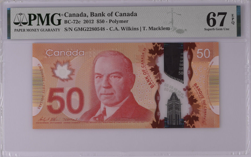 Canada 50 Dollars 2012 P 109 c Wilkins Macklem Superb Gem UNC PMG 67 EPQ