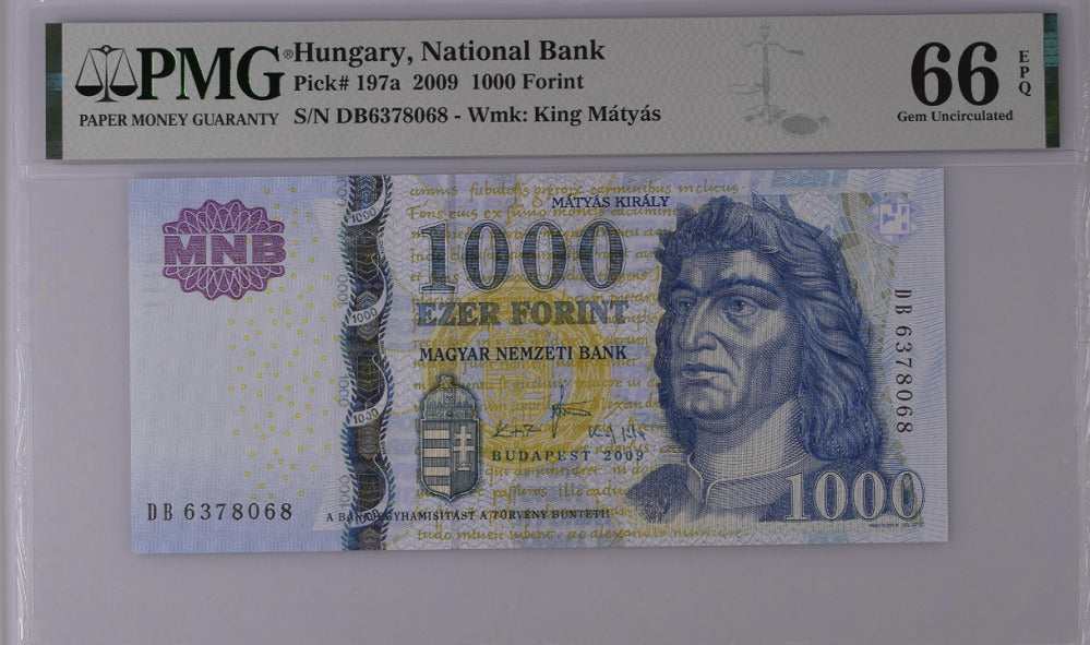 Hungary 1000 Forint 2009 P 197 a GEM UNC PMG 66 EPQ