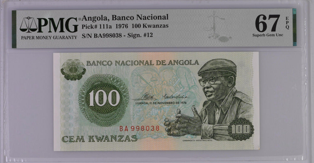 Angola 100 Kwanzas 1976 P 111 a Superb Gem UNC PMG 67 EPQ Top Pop
