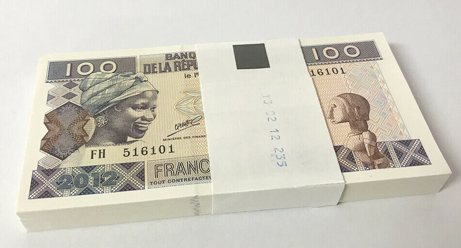 Guinea 100 Francs 2012 P 35 b UNC Lot 25 Pcs 1/4 Bundle