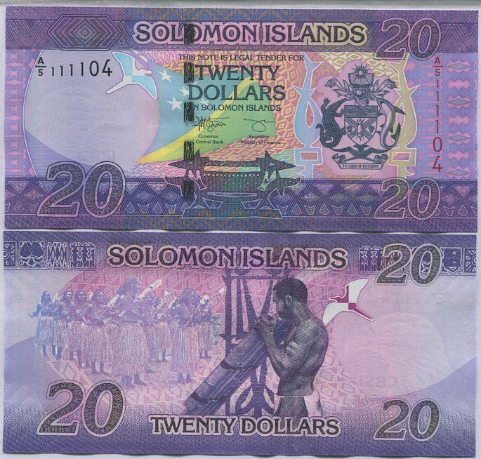 Solomon Islands 20 Dollars ND 2021 P 34 Random Prefix UNC