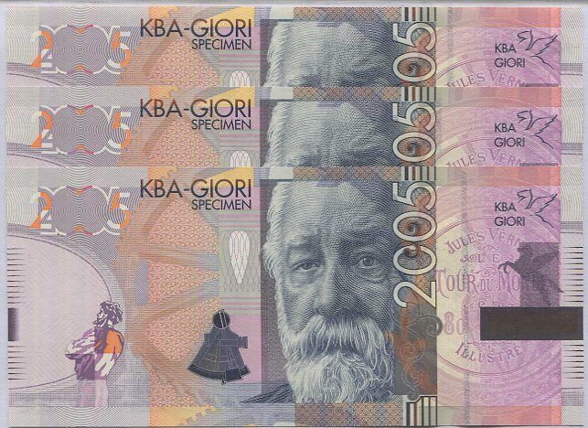 KBA GIORI Test Note SPECIMEN Advertising Jules Verne 2005 UNC Type I Lot 3 Pcs