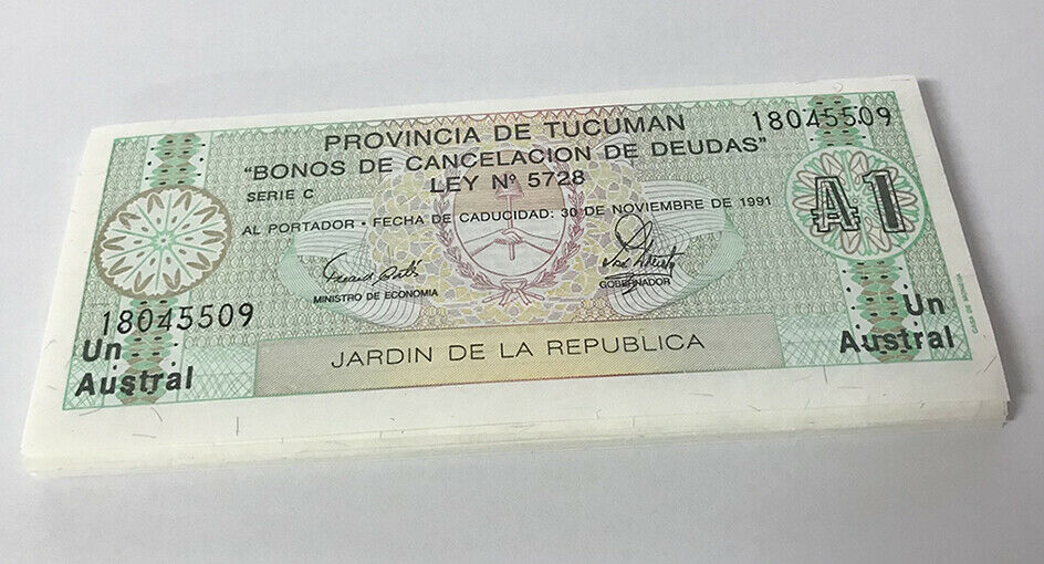 Argentina 5 Austral 1991 P S2711 UNC LOT 25 PCS