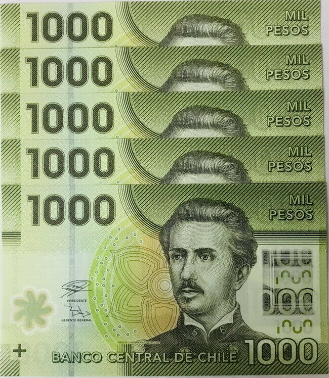 Chile 1000 Pesos 2020 P 161 Polymer UNC Lot 5 PCS
