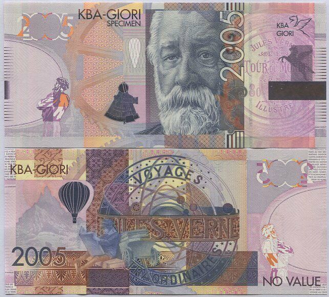KBA GIORI Test Note SPECIMEN Advertising Jules Verne 2005 UNC Type I