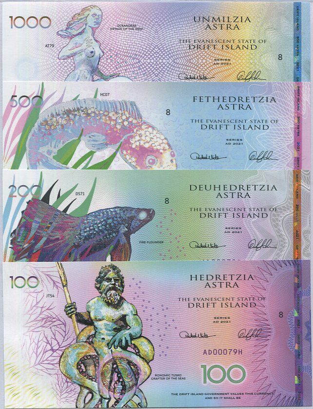 BANK DODAK DRIFT ISLAND SET 4 PCS 100 200 500 1000 POLYMER FANTASY 2021