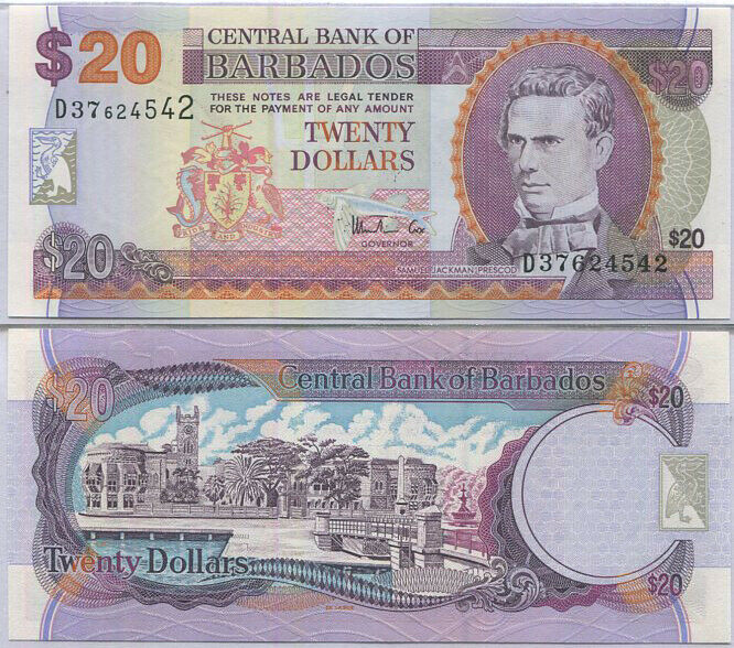 BARBADOS 20 DOLLARS ND 1999 P 57 UNC
