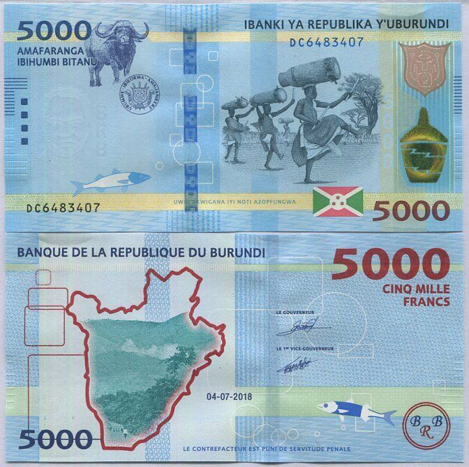 Burundi 5000 Francs 2018 P 53 UNC