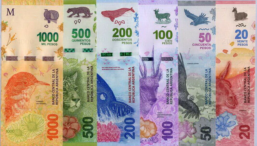 Argentina SET 6 PCS 20 50 100 200 500 1000 Pesos 2017 2018 2019 P 361-366 UNC