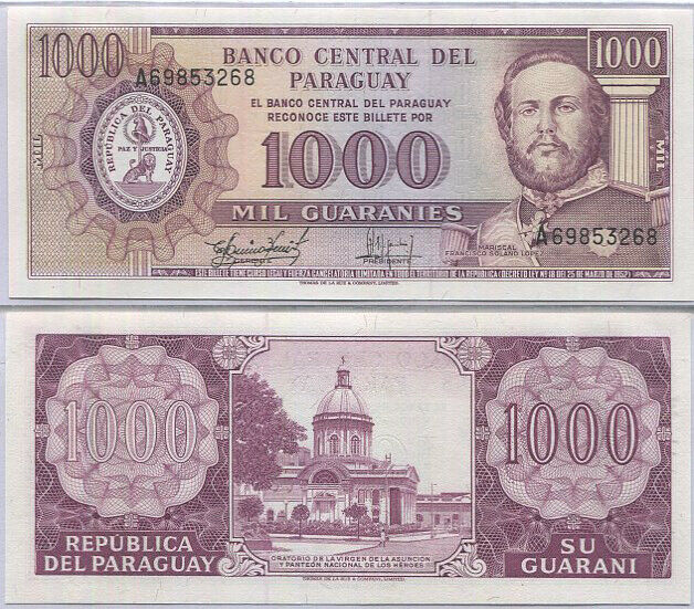 PARAGUAY 1000 GUARANIES 1982 P 207 UNC