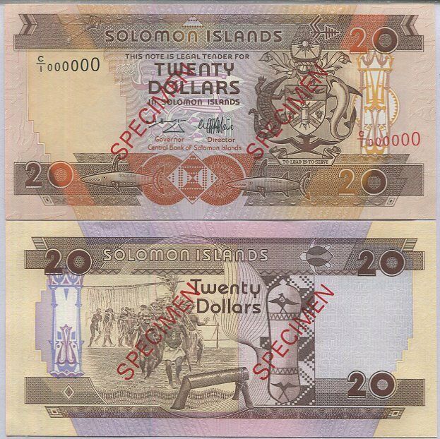 Solomon Islands 20 Dollars ND 1996 P 21 s Specimen UNC
