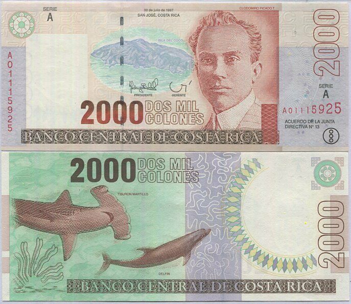Costa Rica 2000 Colones 1997 P 265 a UNC