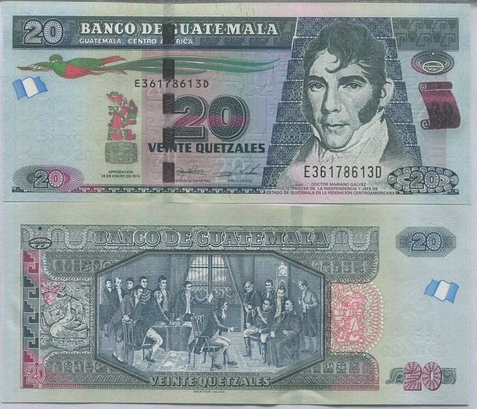 Guatemala 20 Quetzales 2015 P 124 e UNC