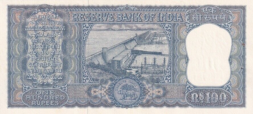 India 100 Rupee ND 1967 - 1970 Sign L. K. Jha P 62 b UNC W/H