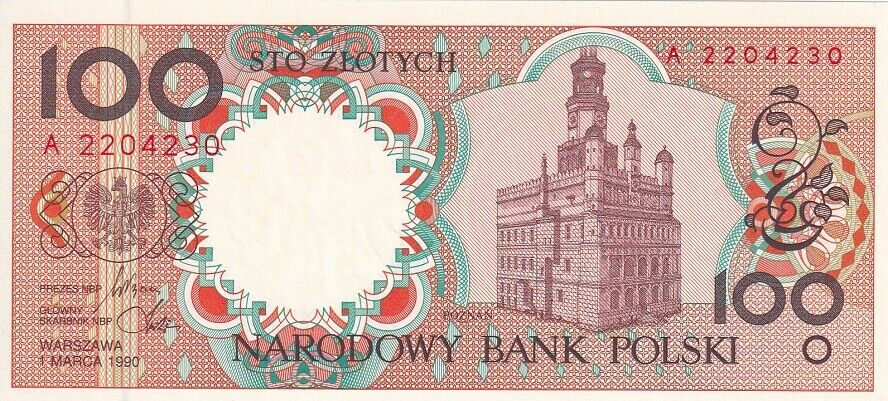 Poland 100 Zlotych 1990 P 170 b UNC
