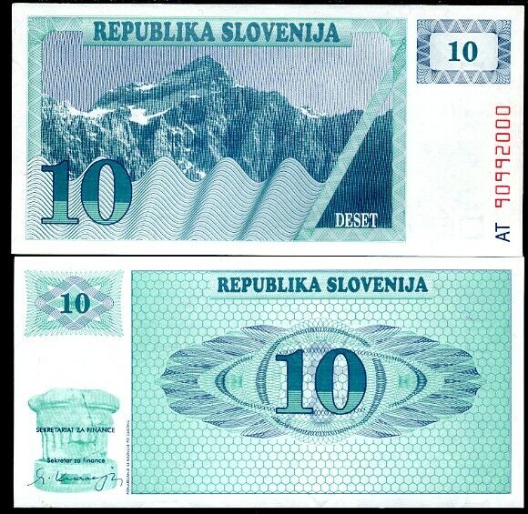 Slovenia 10 Tolarjev 1990 P 4 UNC