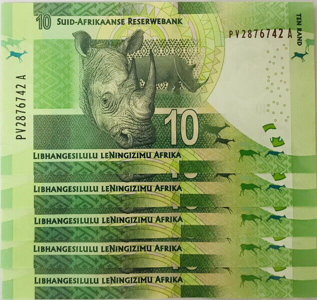 South Africa 10 Rand ND 2016 P 138 Sign L. Kganyago UNC Lot 5 Pcs