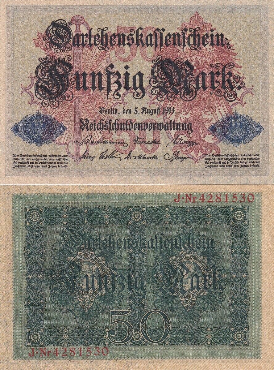 GERMANY 50 MARK 1914 P 49 b AUnc