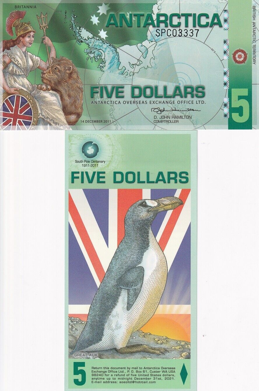 Antarctica 5 Dollar 2011 Polymer UNC