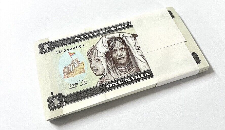 Eritrea 1 Nakfa 1997 P 1 UNC LOT 100 PCS 1 BUNDLE