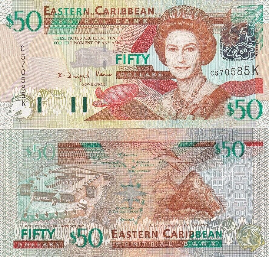 East Caribbean 50 Dollars ND 2003 suffix letter K (St. Kitts) P 45 k UNC