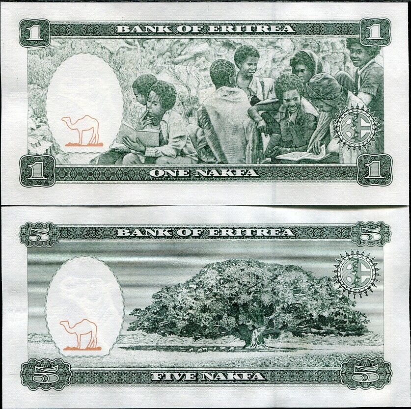 Eritrea Set 2 PCS 1 5 NAKFA 1997 P 1 2 UNC