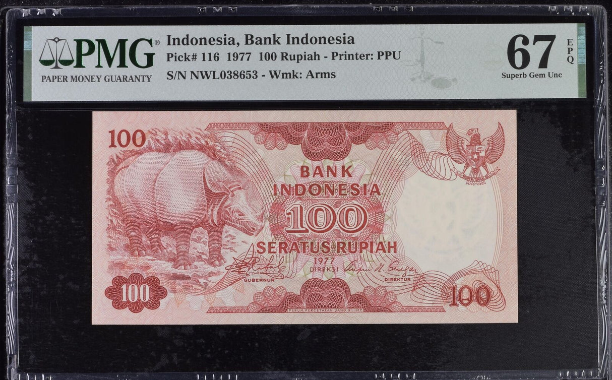 Indonesia 100 Rupiah 1977 P 116 Superb Gem UNC PMG 67 EPQ