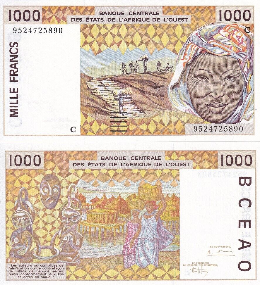 West African States Burkina Faso 1000 FRANCS 1995 P 311Cf UNC