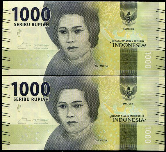 INDONESIA SET 2 UNC MATCHING NUMBER 1000 RUPIAH 2016/2016 P 154
