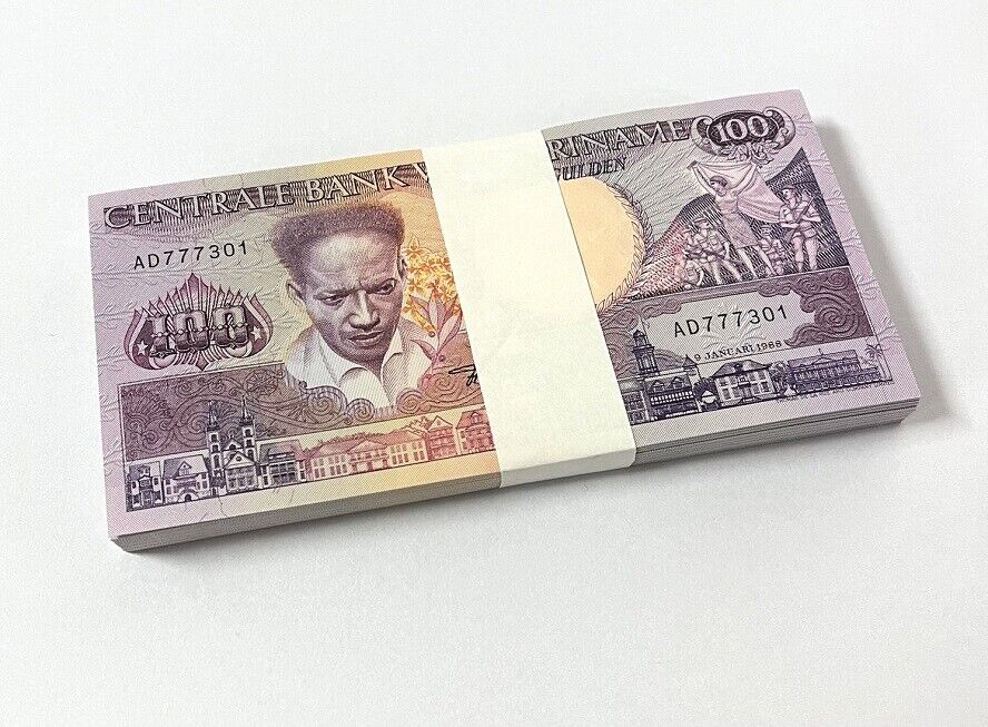Suriname 100 Gulden 1988 P 133 b UNC Lot 100 PCS 1 BUNDLE