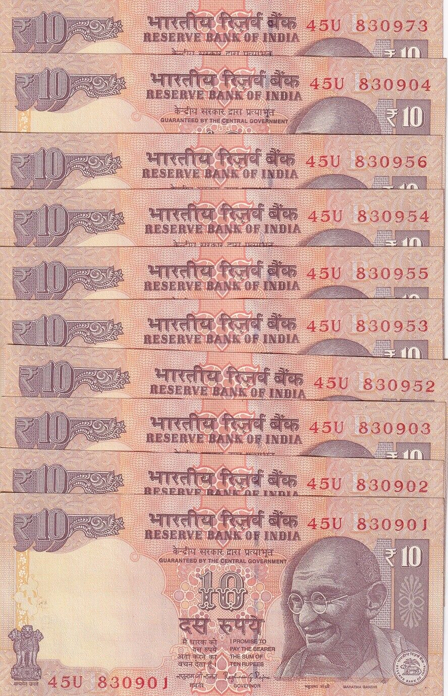 India 10 Rupees 2015 P 102 w UNC LOT 10 PCS