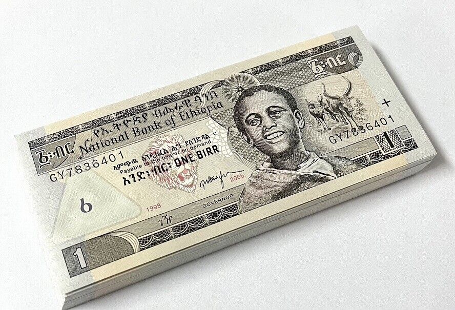 Ethiopia 1 Birr 1998/2006 P 46 d UNC LOT 100 PCS 1 BUNDLE