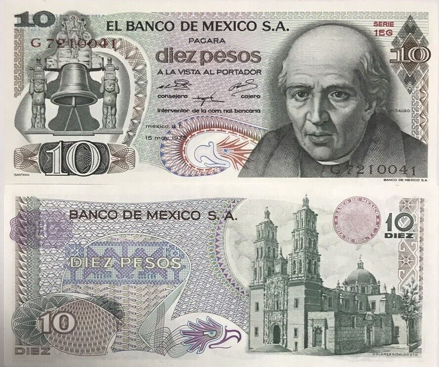 Mexico 10 Pesos 1975 Series 1EG P 63 h UNC