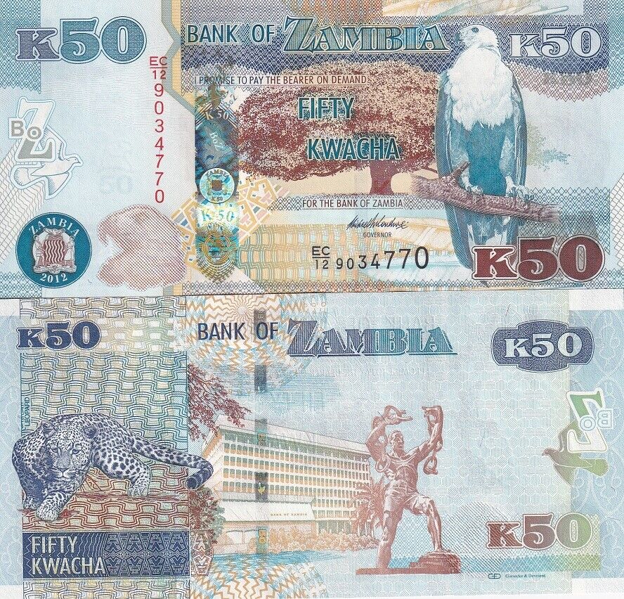 ZAMBIA 50 KWACHA 2012 P 53 UNC
