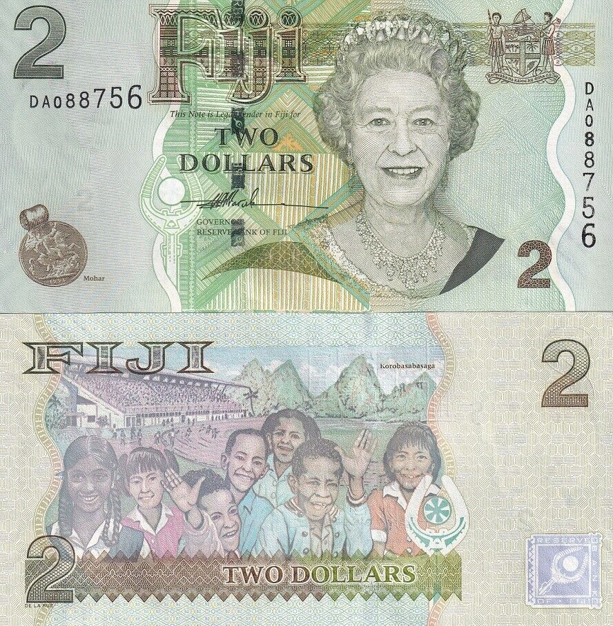 Fiji 2 Dollars ND 2007 P 109 a QE II UNC