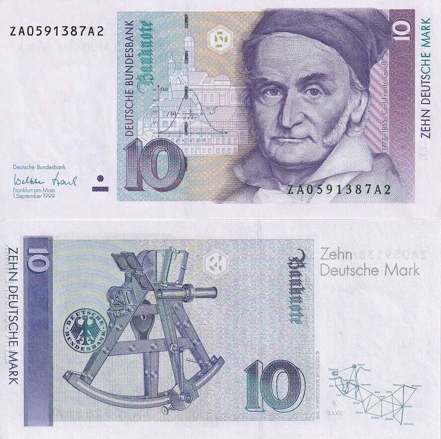 Germany 10 Deutsche Mark 1999 ZA Replacement P 38 d UNC