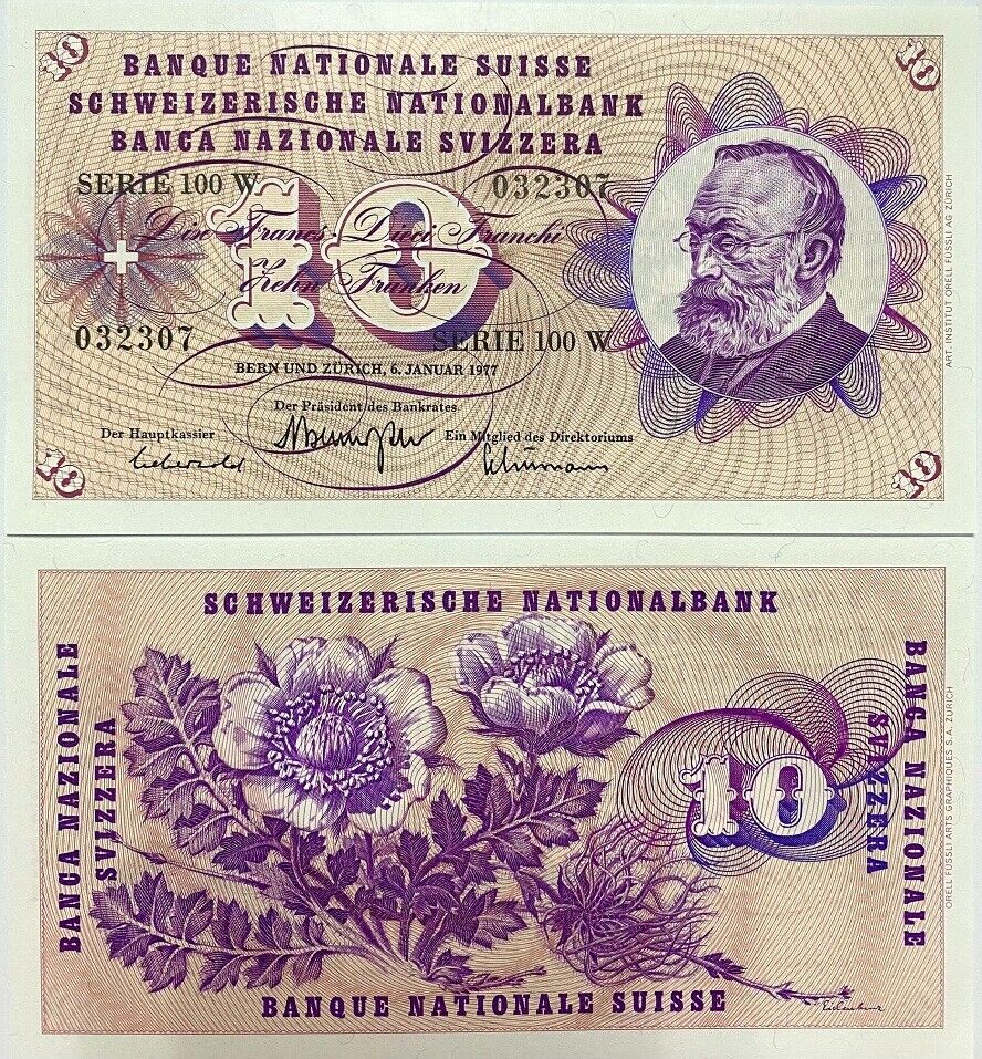 Switzerland 10 Franken 1977 P 45 u UNC