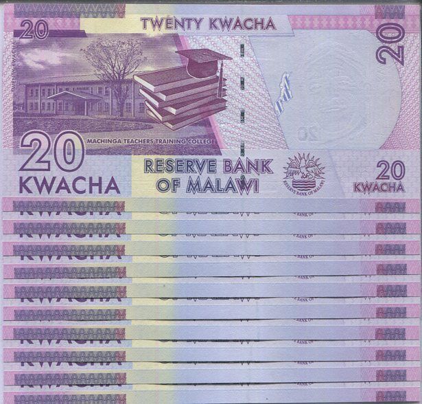 Malawi 20 Kwacha 2020 P 63 UNC LOT 10 pcs