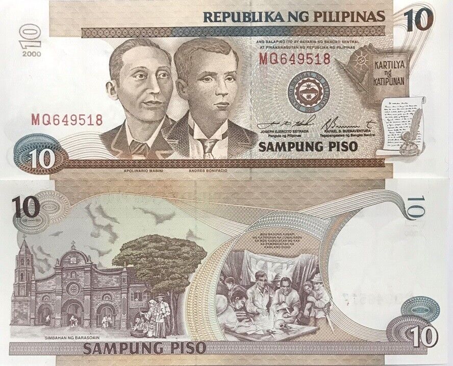 Philippines 10 Piso 2000 P 187 f UNC