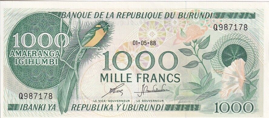 Burundi 1000 Francs 1988 P 31 d UNC