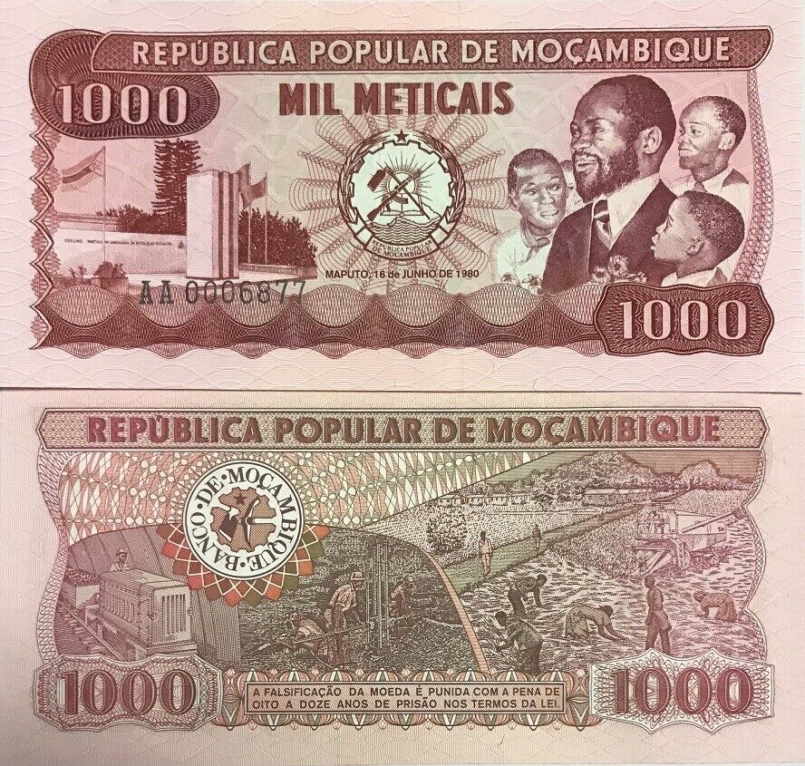 Mozambique 1000 Meticais 1980 P 128 UNC