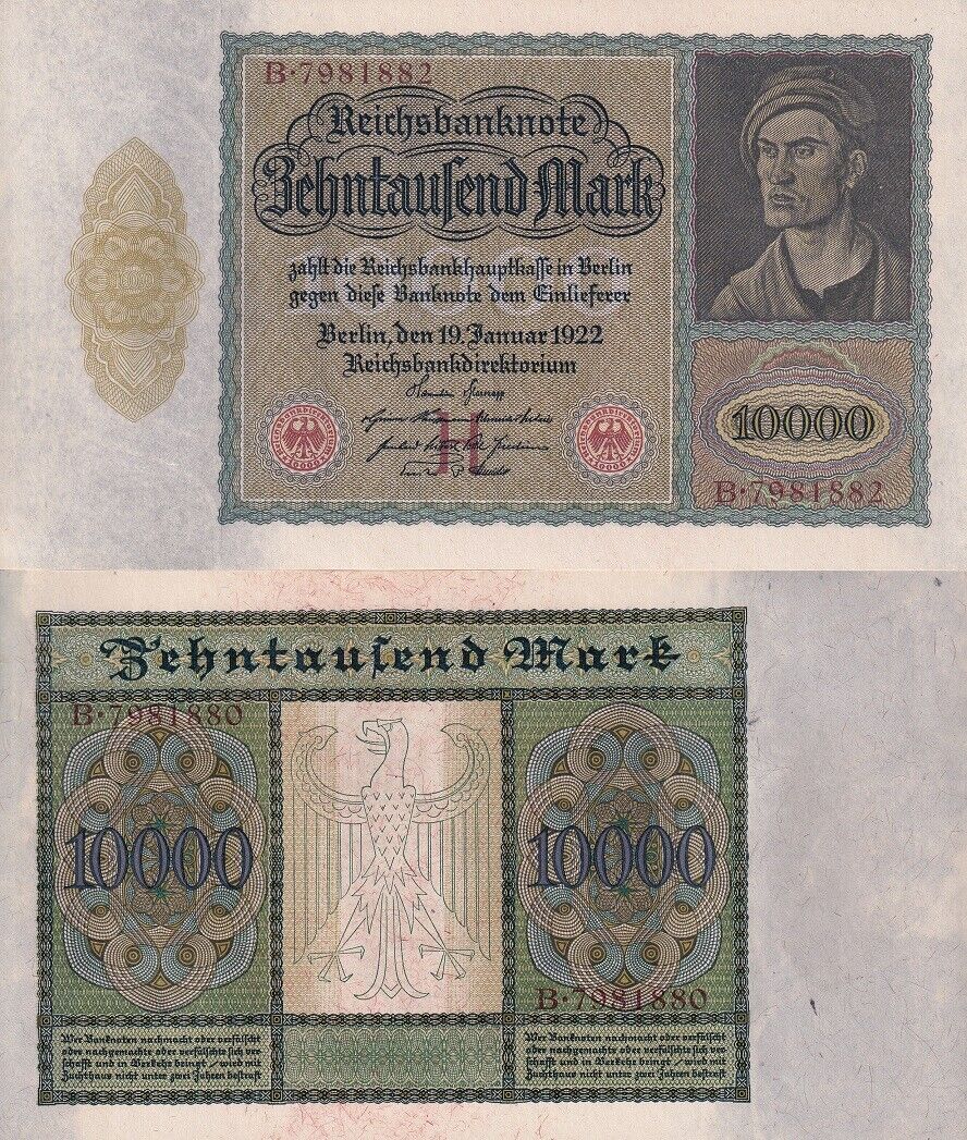 Germany 10000 Mark 1922 P 70 UNC